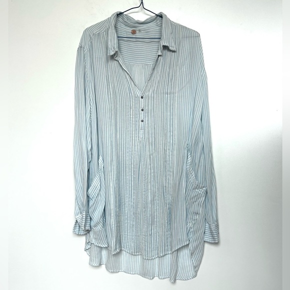 Free People FP ONE Waverley Stripe Tunic stripe blue white size medium - Picture 2 of 14